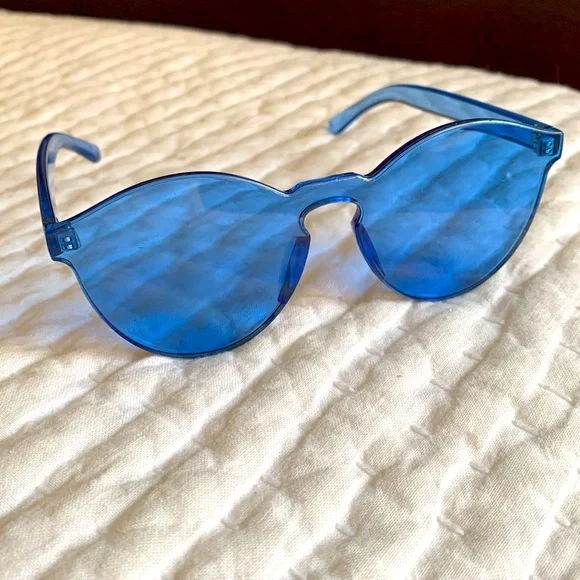 70s Retro Blue Aviator Sunglasses Pastel Minimalist Boho Sunnies Festival Shades 70s Retro Blue Aviator Sunglasses Pastel Minimalist Boho  main image 2